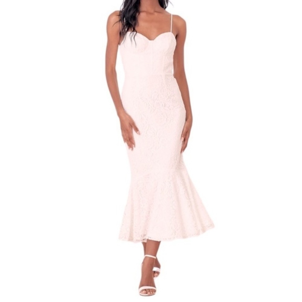 NWT Lulus Women’s Size S White Lace Found Your Love Sleeveless Trumpet Midi